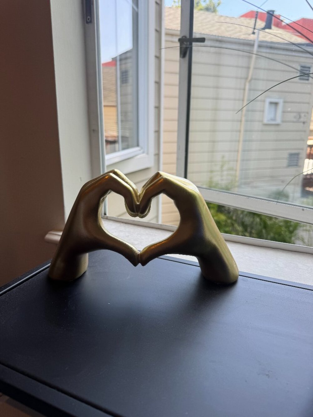 Gold Painted Heart hands decor